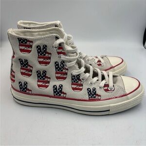 Converse Chuck Taylor All Star Sneakers M/8-W/10 American Flag Peace Sign RARE